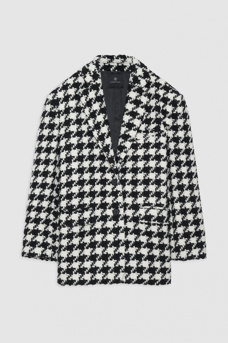 Blazer Anine Bing Quinn Noir Blanche Femme | ZOX-5074327